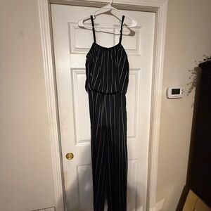Black and White Striped Jumpsuit